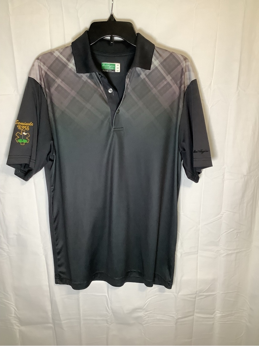 Hogan Black Polo with Gray Plaid Yoke